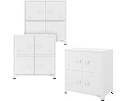 Set van 3 kantoorkasten met twee niveaus magnetisch slot 75x40x80,5 cm wit staal ML design