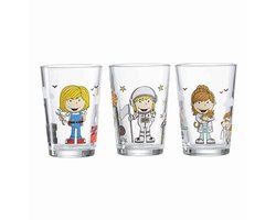 Set van 3 Kinderglazen met Professionele Motieven voor Meisjes en Jongens - Vaatwasmachinebestendig