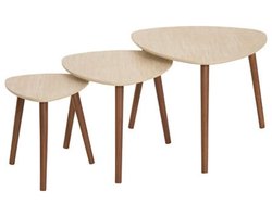 Set van 3 koffietafels / bijzettafels Mileo – travertinlook – nesttafels – max hoogte 60 cm