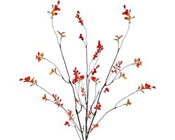 Set van 3 kunsttakken met rode bessen en herfstbladeren, 95 cm - decoratie voor Halloween, Kerstmis en huis - esdoorn steel - herfst sfeer in huis - vaas accessoire