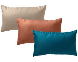 Set van 3 kussenhoezen - Blauw - Beige - Roze - 30x50 cm