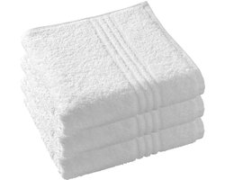 Set van 3 luxe handdoeken - hotelkwaliteit - wit - 50 x 100 cm