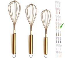 Set van 3 Luxe Roestvrijstalen Keukengardes met Gouden Afwerking voor Diverse Bereidingen