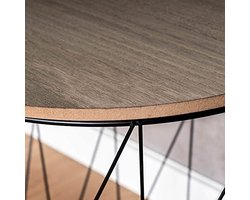 Set van 3 metalen bijzettafels met opbergfunctie - Zwart en bruin - Industrieel en Scandinavisch design