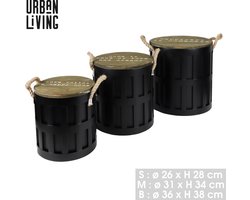 SET VAN 3 METALEN KOFFIETAFELS S:D26XH28 M:D31XH34 L:D36XH38CM