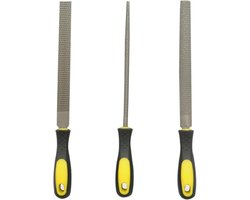 Set van 3 metalen vijlen - 20 cm - hoogwaardige professionele vijlen - inclusief platte - stub - en halfronde vijlen voor metaal en hout
