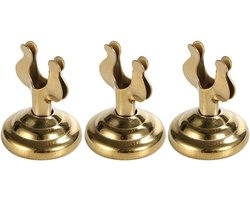 Set van 3 mini gouden metalen tafelkaartjeshouders/U-vormige kaarthouders, voor voor bruiloften, feesten, menu's, foto's en visitekaartjes.