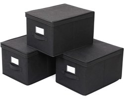 - Set van 3 Multifunctionele Opberg Box Doos Manden met Vakken 40x30x25cm zwart RFB03H