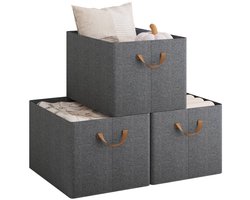 Set van 3 Opbergboxen – Grijs, 51L (47x35x30 cm), Opvouwbaar & Stapelbaar