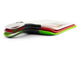 Set van 3 Opvouwbare Snijplanken – Wit, Groen & Rood – Antislip – Vaatwasserbestendig – 38,8 x 22 cm