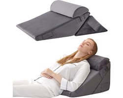 Set van 3 orthopedische wigkussens voor in bed, schuimwigkussen na een operatie ter ondersteuning van rug, benen en knieën, verstelbaar opvouwbaar driehoekig kussen van 23 en 30 cm voor slapen, zure reflux, snurken, fluweel