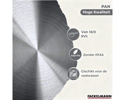 Set van 3 pannen 20 24 en 28 cm van roestvrij staal en deksels, 3 roestvrijstalen kookpotten 16, 20 en 24 cm Fackelmann Geneva