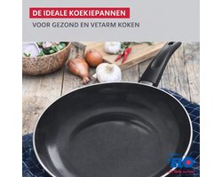 Set van 3 pannen 24, 28 en 32 cm keramisch zonder PFAS en 3 glazen deksels Elo Prima Cucina