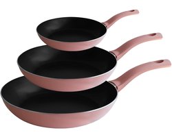 Set van 3 pannen - antiaanbak - roze zonsondergang - 20/24/28 cm
