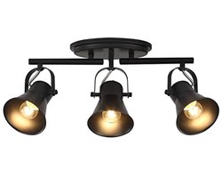Set van 3 Plafondlampen met Draaibare Lampenkoppen - Industrieële Accentverlichting voor Woonkamer, Badkamer, Hal en Kunstwand