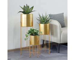 Set van 3 plantenbakken met standaard - moderne plantenbakken - bloempotten voor kamerplanten - 73 & 55 & 30 cm - hoge buitenplantenbakken - woonkamer hoek keuken - kantoor tuin - balkon patio decor .