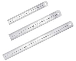 Set van 3 precisieliniaal van roestvrij staal- metalen rechte liniaalset- 15 cm (6")- 20 cm (8")- 30 cm (12")- zilveren liniaal van roestvrij staal