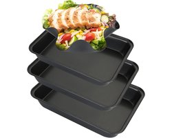 Set van 3 Rechthoekige Ovenschalen met Antiaanbaklaag en Tortillavorm - Ideaal voor Bakken, Koken en Serveren in Groot, Medium en Klein Formaat