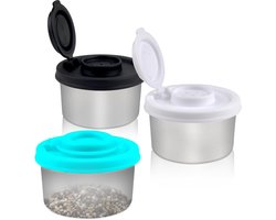 Set van 3 Reis Zout- en Peperstrooiers in 3 Kleuren - Vochtbestendig, Compact en Ideaal voor Lunchboxen en Reizen