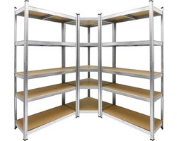 Set van 3 rekken belastbaar tot 750 kg gemaakt van hout en metaal