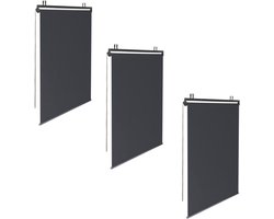 Set van 3 rolgordijnen L 125 x H 225 cm voor pergola Grijs Antraciet