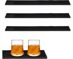 Set van 3 rubberen stavenmatten 60 x 8 cm voor het drogen van glazen, borden en servies in de horeca