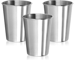 Set van 3 RVS bekers 260 ml van staal 304 – lichte, sterke drinkbekers voor kamperen, reizen of thuis – onbreekbaar, BPA-vrij en herbruikbaar (260ml - 3 stuks)