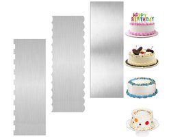 Set van 3 RVS Taart spatel - Patisserie Set - Paletmes - Taartschrapers - Taartspatels - Deegkaart en fondant - Gladstrijker voor botercrème - Taart decoreren spatel - Gereedschap voor het gladmaken van taarten voor glazuur, botercrème - 22 x 8 cm
