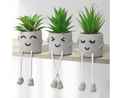 Set-Van-3-Schattige-Kunstvetplanten-In-Cementpotten-Met-Hangende-Pootjes-Tafeldecoratie-Voor-Thuis-En-Kantoor