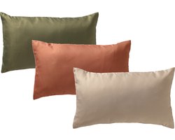 Set van 3 sierkussens - Beige - Olijfgroen - Roze - 30x50 cm