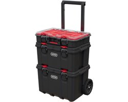 Set van 3 Stapelbare Keter Opbergboxen – Stack N Roll – Robuust en Mobiel – Ideaal voor Werkplaats, DIY en Opslag