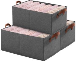Set van 3 stoffen opbergmanden, opvouwbare stoffen dozen met handgrepen, grote opbergdoos van stof voor planken, kasten, speelgoed, boeken, kleding, 46 x 26 x 19 cm