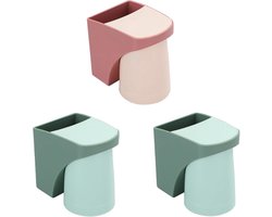 Set van 3 Tandenborstelhouders met Afneembare Beker voor Badkamer