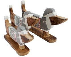 Set van 3 Teckels – Grijs Hout – Handgemaakt in Indonesië