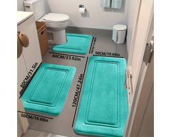 Set van 3 ultra-absorberende badmatten | Antislip polyester badmatten voor bad en douche - comfortabel en zacht - decoratieve vloermatten van Aijing - Groen
