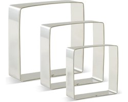 Set van 3 Vierkante uitsteekvormen - Mal voor voedsel, koekjesdeeg, fondant, brood etc. - Metaal Vorm