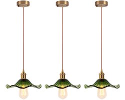 Set van 3 Vintage Hanglamp Glas Kroonluchter E27 Plafondlamp voor Woonkamer Slaapkamer Keuken Groen