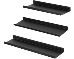 Set van 3 wandplanken LFS12BK – Zwart metaal – Modern & minimalistisch