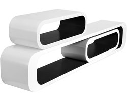 Set van 3 Wandplanken – Lounge Boekenplanken met Zwevend Design voor Sfeervolle Interieurs-Zwart