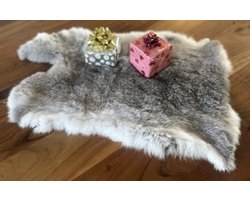 SET VAN 3 XXL !60 cm! grijze konijnenvachtjes - 3 reuzen vachten konijnenvel grijs - velletje tafel - decoratie vel dierenhuid tafel