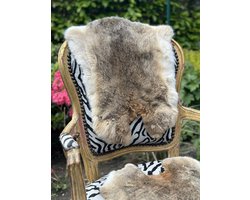 SET VAN 3 XXL wildkleur konijnenvachtjes - 3 reuzen vachten konijnenvel bruin - velletje tafel - decoratie vel dierenhuid tafel