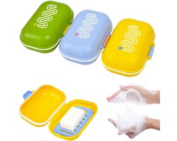 Set van 3 zeepbakjes, reisset, zeepbakje met deksel, badkameraccessoires, geschikt voor zeepjes, zeep, reistas, zeepbakje, badkamerzeephouder