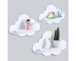 Set van 3 Zwevende Wandplanken Wolk Vorm - Decoratie voor Kinderkamer en Babykamer, Wit