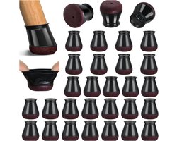 Set van 32 Elastische Stoelpoot Beschermers - Viltjes Stoelpoten - stoelpootbeschermers - Stoeldoppen - siliconen stoelpads met verdikt vilt - vloerbeschermers - verminderen krassen - Stoelbeschermer - Meubelpoot - Poten voor Meubels - zwart - S
