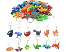 Set van 36 Rubberen Sleutelhangers Dinosaurussen - Leuk voor Kinderfeestjes, Verjaardagen en als Bedankjes