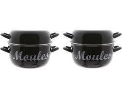 Set van 3x stuks mosselpannen/mosselpotten emaille 24 cm Moules - Cosy and Trendy - Mosselen koken
