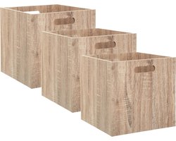 Set van 3x stuks opbergmand/kastmand 29 liter bruin/naturel van hout 31 x 31 x 31 cm - Opbergboxen - Vakkenkast manden