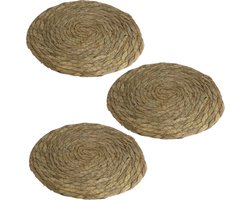 Set van 3x stuks pannen onderzetter van zeegras rond 22 x 22 cm - Kookpannen/bakpannen op tafel zetten