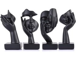 Set van 4 abstracte denkbeeldjes - Minimalistische kunst voor interieurdecoratie