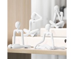 Set van 4 Abstracte Denker Beelden voor Boekenplankdecoratie - Unieke Kunst Sculpturen voor Thuis, Kantoor en Bureau, PVC Collectibles voor Interieurdecoratie